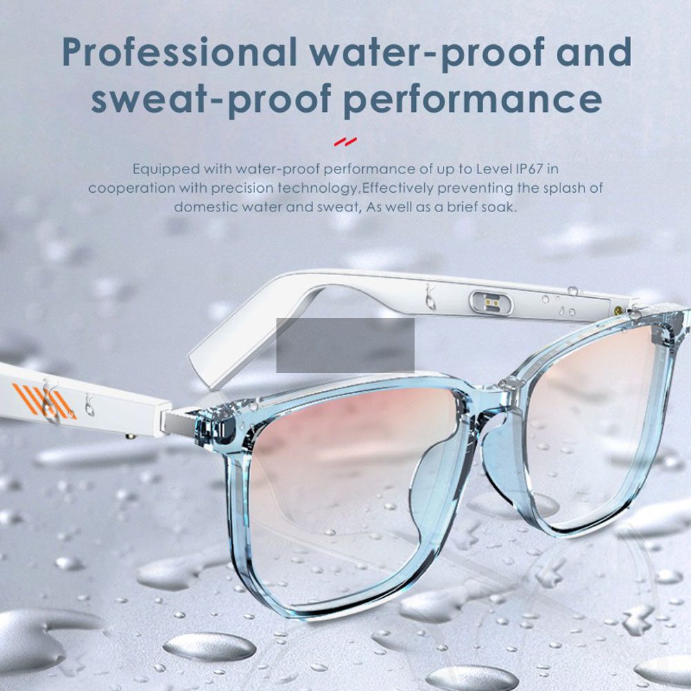 Smart Bluetooth Audio Gaming Eyeglasses with Microphone,Open Ear Headphones, Anti-Blue Light, Stereo Sound,Voice Control Bluetooth Phone,IP67 Waterpro
